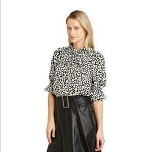 Swirling Leopard Ruffled Blouse